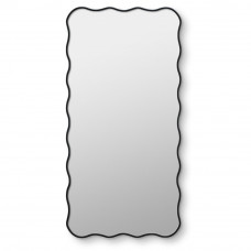 Зеркало прямоугольное в ванную в чёрной волнистой раме Fancy L Black (Фэнси) Smal 60*120 см 